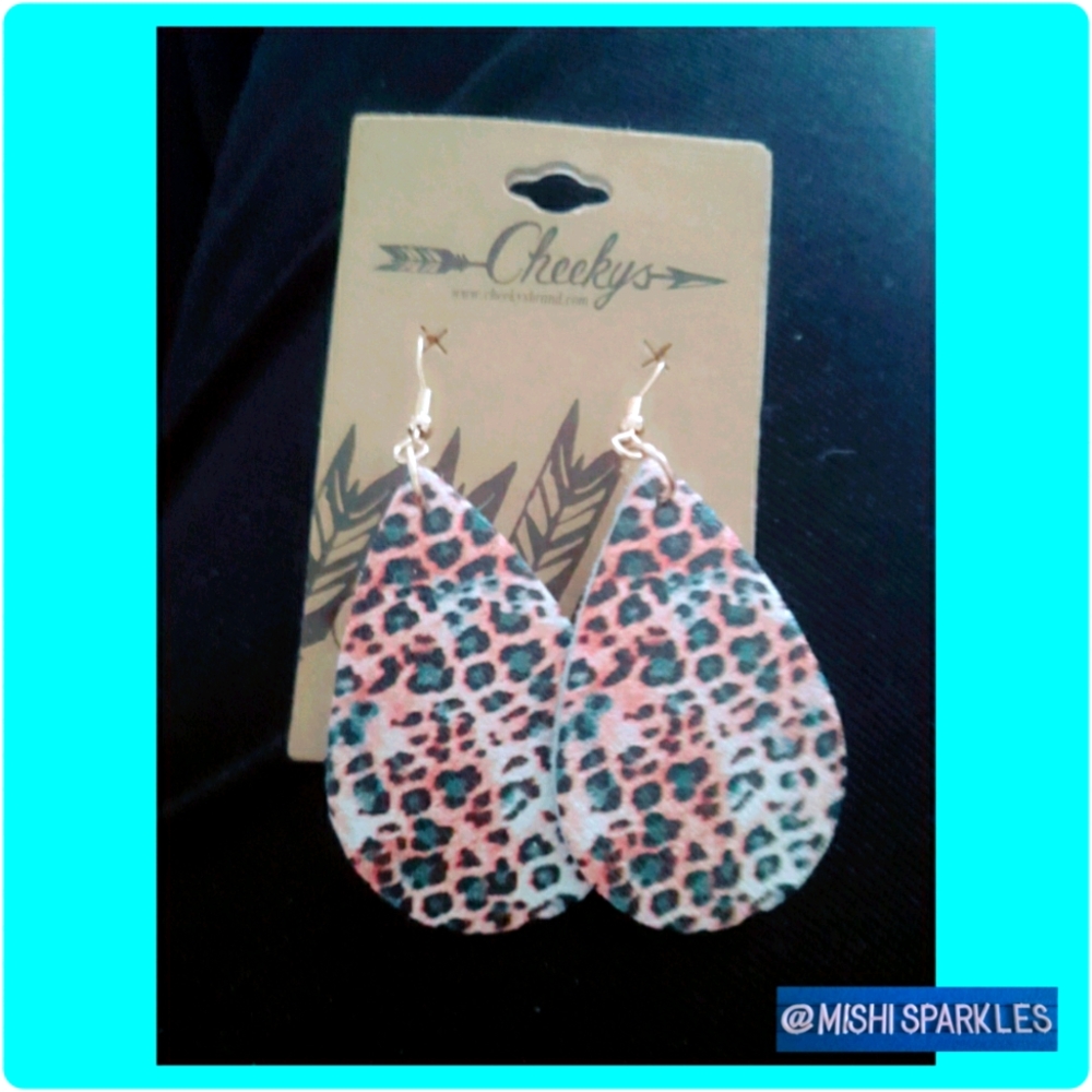 Cheekys leather cheetah earrings